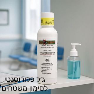 ג'ל תחליב פלורוסנטי זרחני לסימון משטחים ובחדרי חולים glo germ 2oz